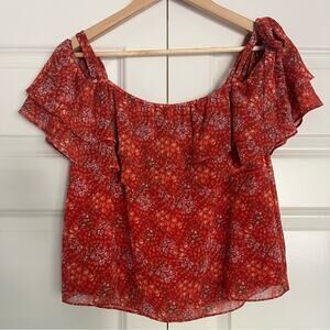 Rebecca Minkoff Red Floral S/s off the Shoulder Blouse Sz S